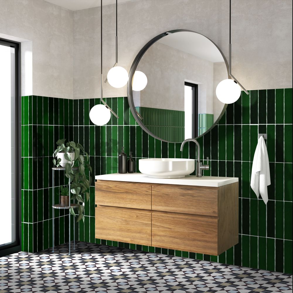 Midas Dublin Victorian Green Brick Wall Tiles 5cm x 25cm
