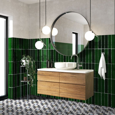 Midas Dublin Victorian Green Brick Wall Tiles 5cm x 25cm