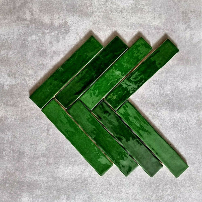 FULL TILE SAMPLE Midas Dublin Victorian Green 5cm x 25cm