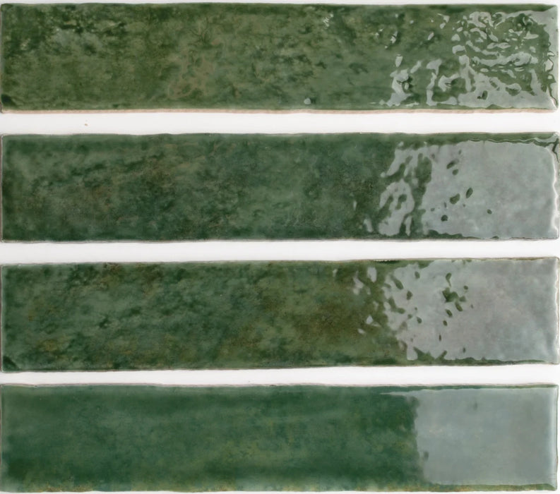 Pottery Brick Tile | Forest Green | Wall Tile | 5cm x 25cm