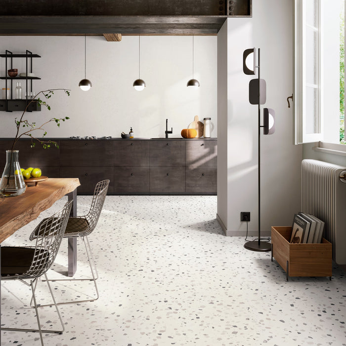 Verona Medium White Terrazzo Concrete style Porcelain Tiles 60cm x 60cm