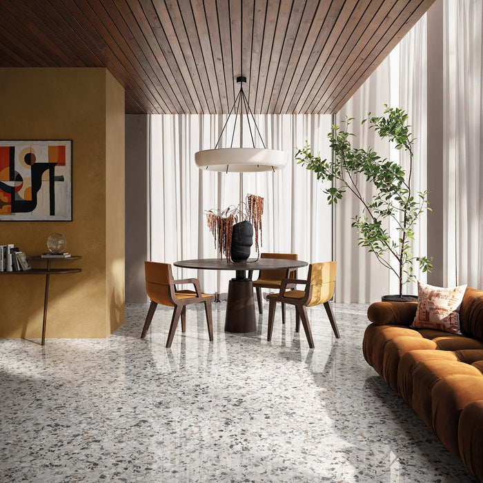 Stuzzi Lunar Classical Terrazzo Style 4d Brushed Finish Tiles 60cm x 120cm