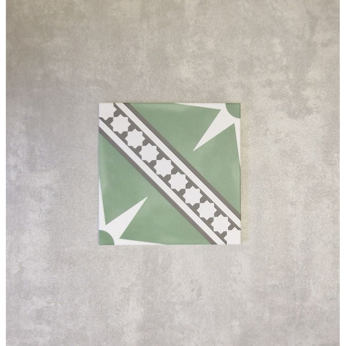 FULL TILE SAMPLE Gilgamesh Green 20cm x 20cm
