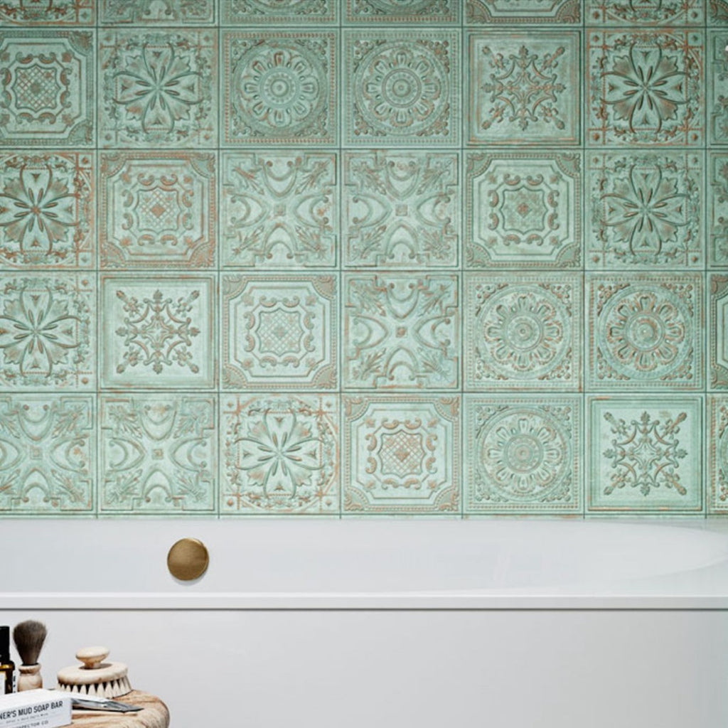 Regency Tin Green Embossed Wall Panel Tiles