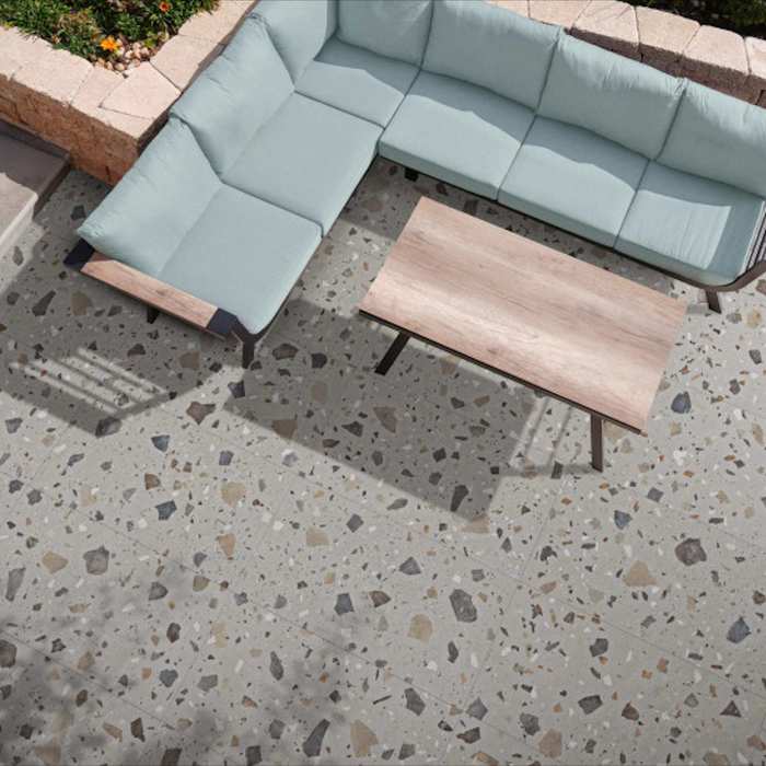 Lakestone Terrazzo Grey | 2cm Outdoor Porcelain Tile Slabs | 50cm x 100cm