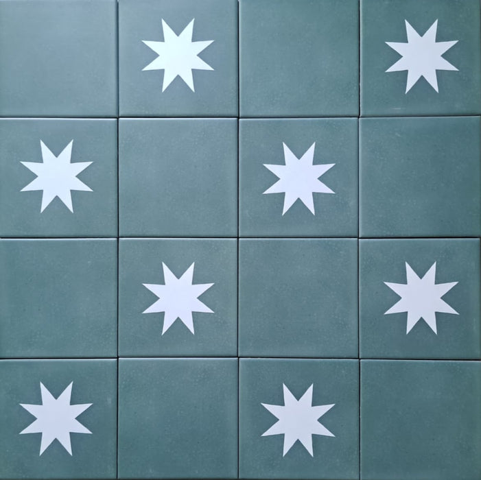 Rubins Green Base MINI Moroccan Porcelain Wall & Floor Tile 15cm x 15cm