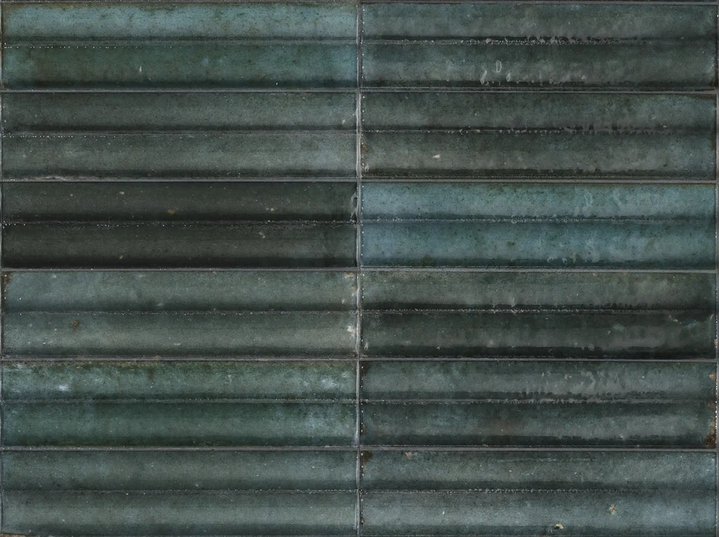 Levent Blue Fluted Decor | Gloss Porcelain Tiles | 6cm x 24cm