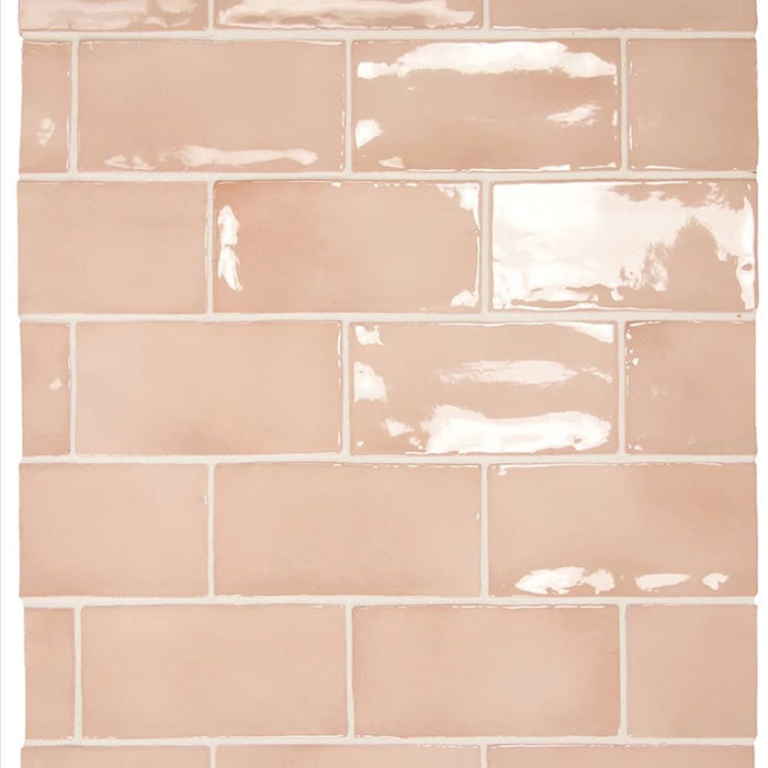 FULL TILE SAMPLE Liberty Blush Pink Gloss 7.5 X 15cm