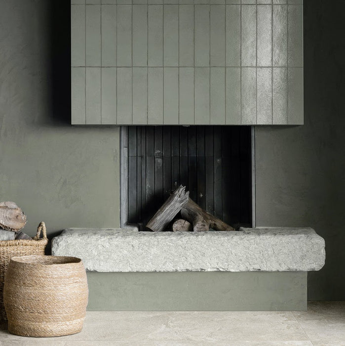 Baroque Lichen Green Porcelain Wall Tiles & Floor Tiles 9.1cm x 37.5cm