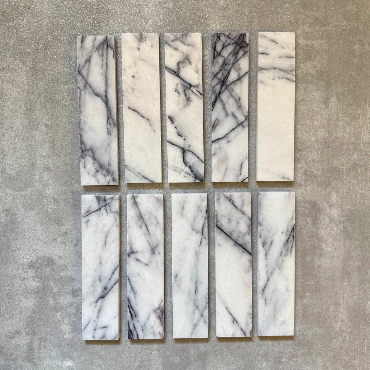 FULL TILE SAMPLE | Fayrouz Honed Lilac Marble | 5cm x 20cm