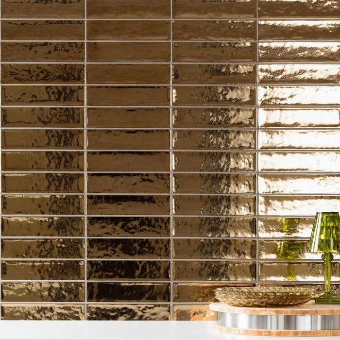 Midas Antique Tile Gold Vintage Crackle Wall Tiles 5cm x 25cm