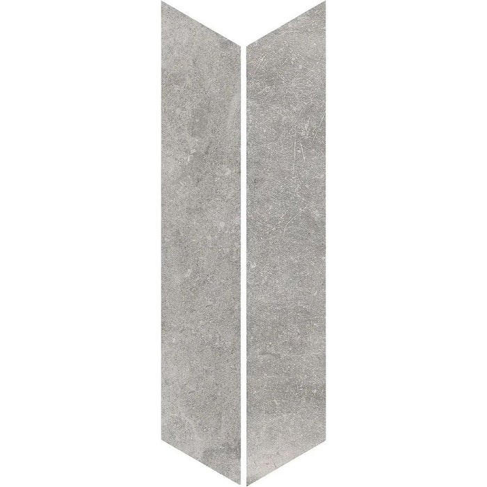 Monzo Stone Chevron Titanium Tile 10cm x 53cm
