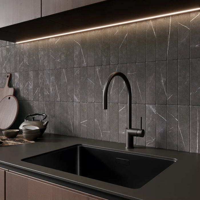 Amalfi Brick Nero Vintage Marble Wall & Floor Tiles 5.4cm x 22cm