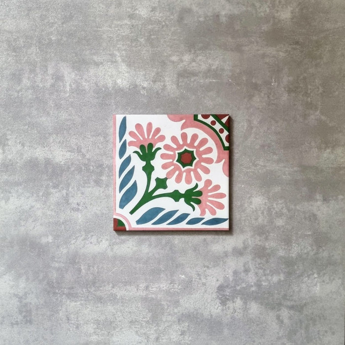 Jardin Rose Moroccan Pattern Tile  20cm x 20cm