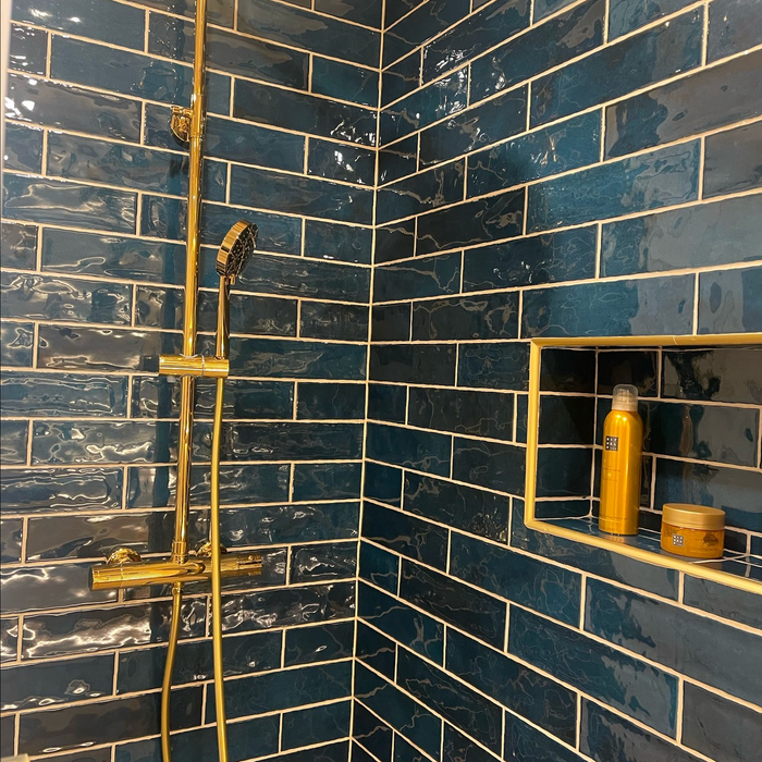 Nairobi Tile | Gloss Blue | Handmade Effect | Rustic Tile | 7.5cm x 30cm