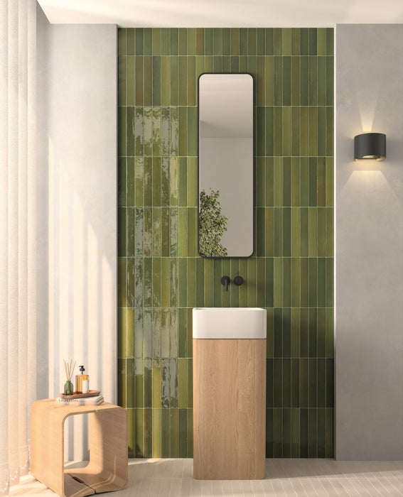 Lisbon Olive Green | Porcelain | Artisanal Wall Tiles | 5cm x 30cm
