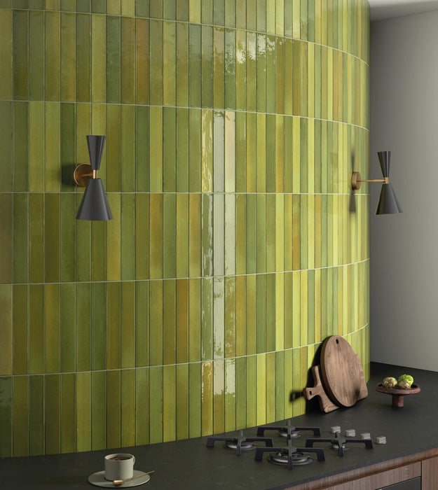 Lisbon Olive Green | Porcelain | Artisanal Wall Tiles | 5cm x 30cm