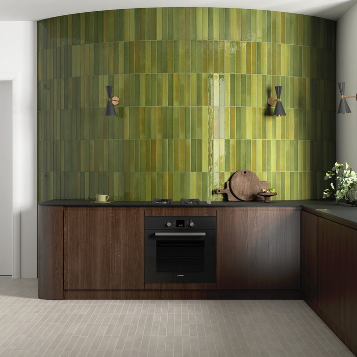 Lisbon Olive Green | Porcelain | Artisanal Wall Tiles | 5cm x 30cm