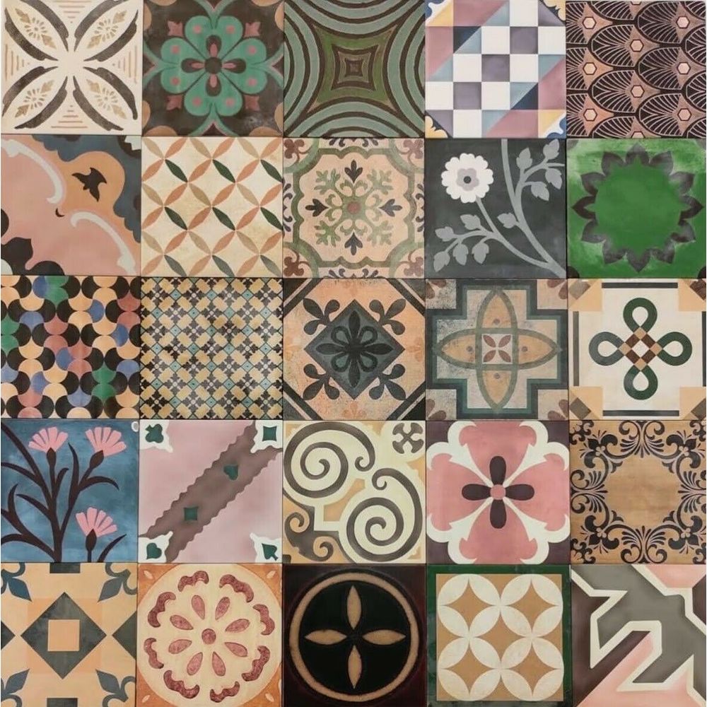 CUT TILE SAMPLE Cuba Patchwork 20cm x 20cm 3 x Cut Tile Samples ...