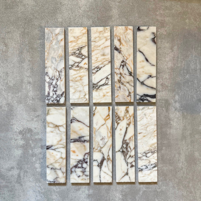 FULL TILE SAMPLE | Fayrouz Honed Picasso Marble | 5cm x 20cm