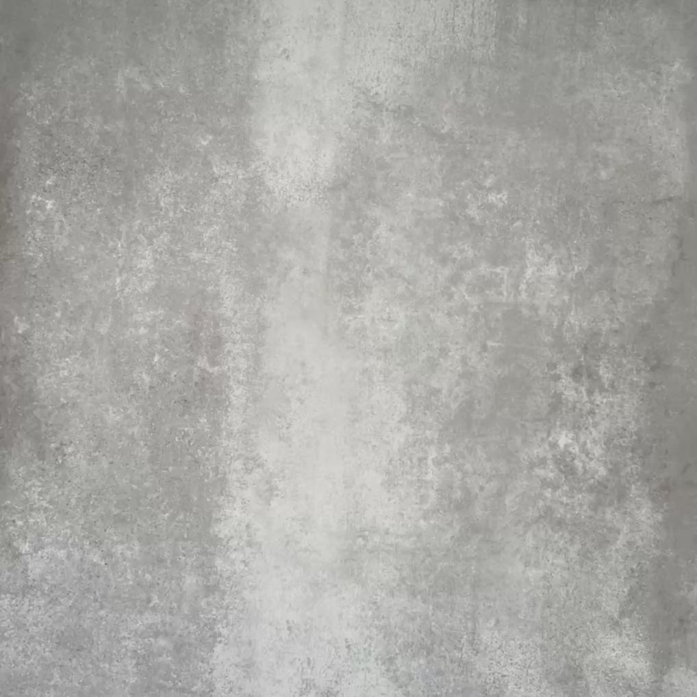Video showcasing Viscount Maestro 20×20cm Victorian-style porcelain wall and floor tiles laid in a repeating ornate geometric pattern with floral detailing in blue, white and warm ochre tones, shown as a full tile layout with subtle tonal variation and floral styling.
