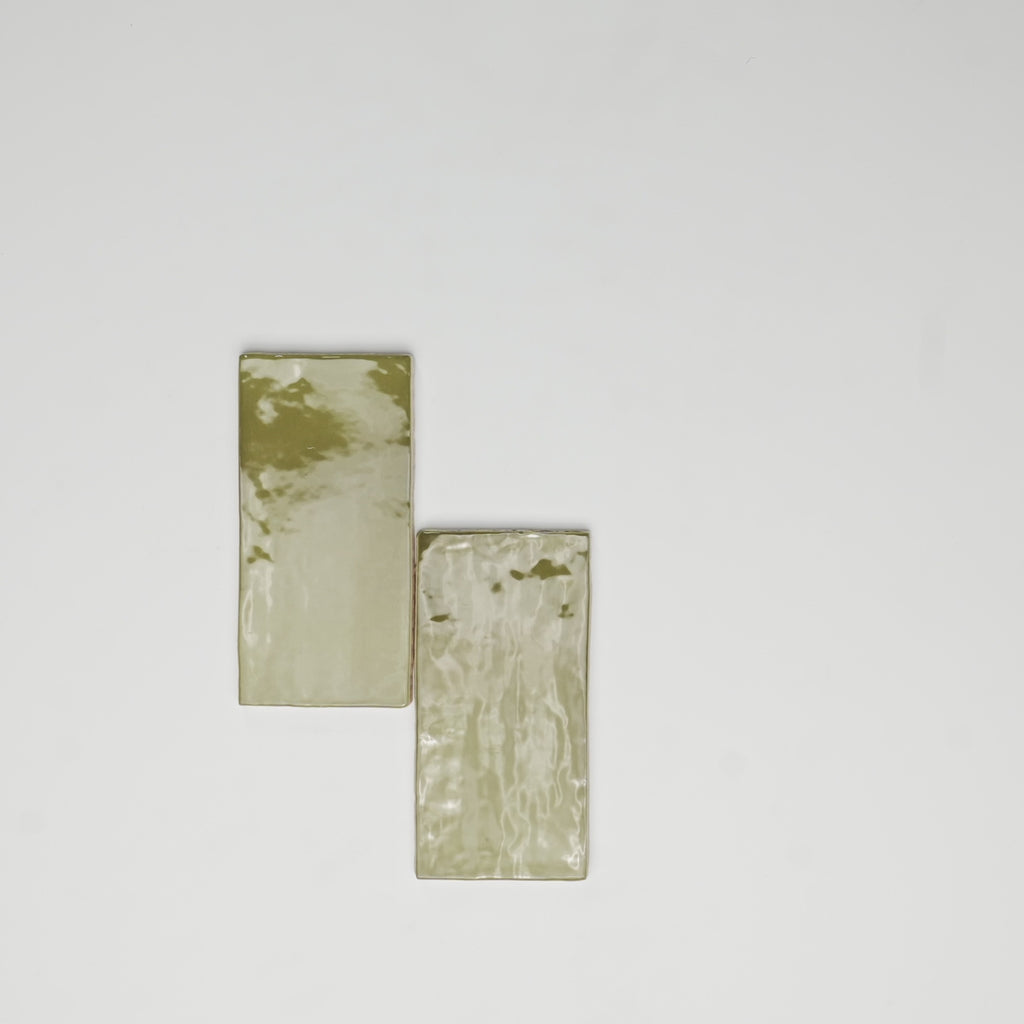 Liberty Basil Green Rustic Effect Gloss Wall Tiles 7.5cm x 15cm