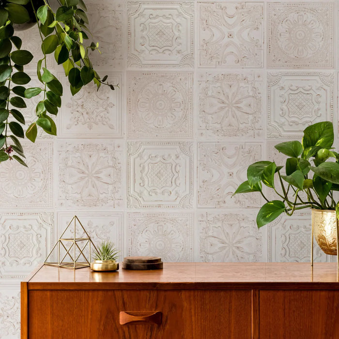 Regency Tin White Embossed Wall Panel Tiles
