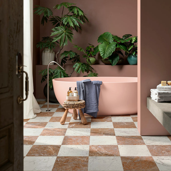 Vitoria Classic Rosso Marble Style Chequerboard Tiles | 30cm x 30cm