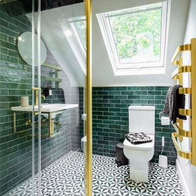 Piazza Emerald Green and Carrara White Hexagon 18.7cm x 21.6cm