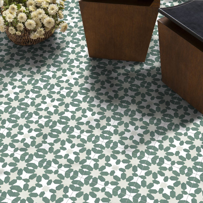 FULL TILE SAMPLE Souk Green C Pattern 20cm x 20cm