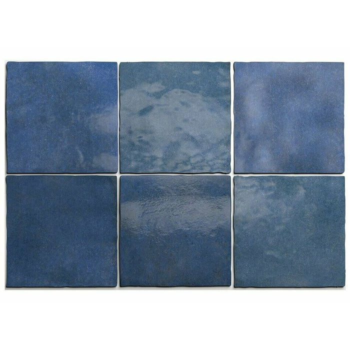 FULL TILE SAMPLE Zellige Square ROYAL BLUE Moroccan Handmade Style 13.2cm x 13.2cm
