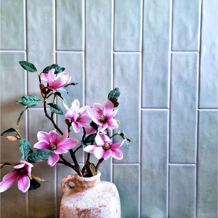 FULL TILE SAMPLE Sydney Antique Green Base Victorian Wall Tiles 7.5cm X 30cm