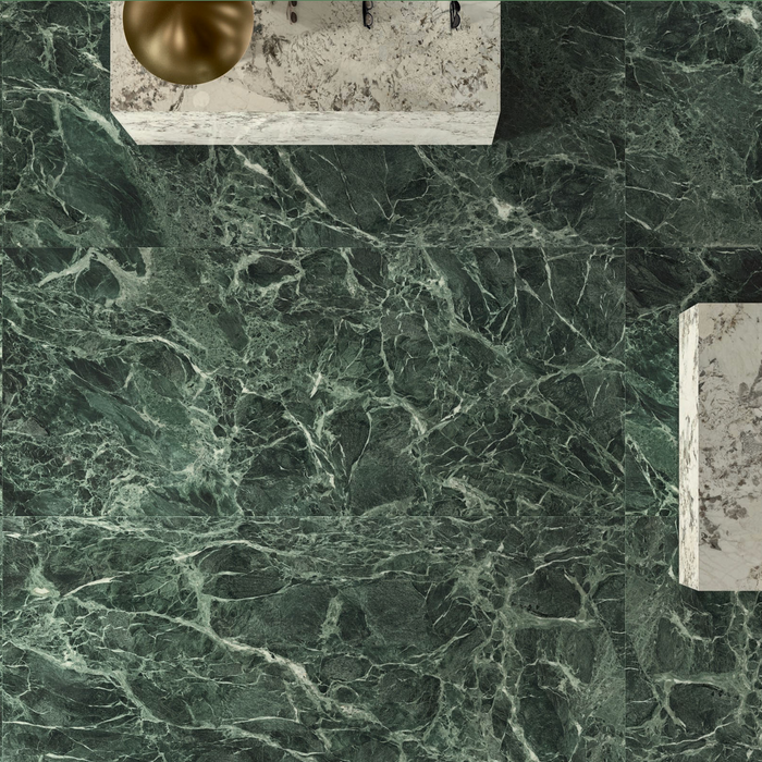 Verde Apia Polished Green Marble style Porcelain | Wall & Floor Tiles | 60cm x 60cm