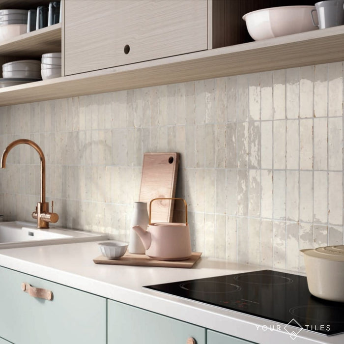 Levent Antique White Tile Wall & Floor Porcelain Tiles 6cm x 24cm