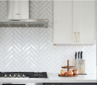 Brooklyn White Gloss  | Flat Subway Metro Brick Wall Tile | 7.5cm x 30cm