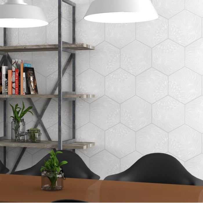 Catalan Decor White | Hexagon Tile | 25cm x 22cm