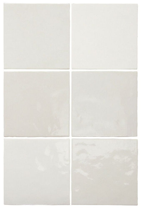 FULL TILE SAMPLE Zellige Square WHITE Moroccan Handmade Style 13.2cm x 13.2cm