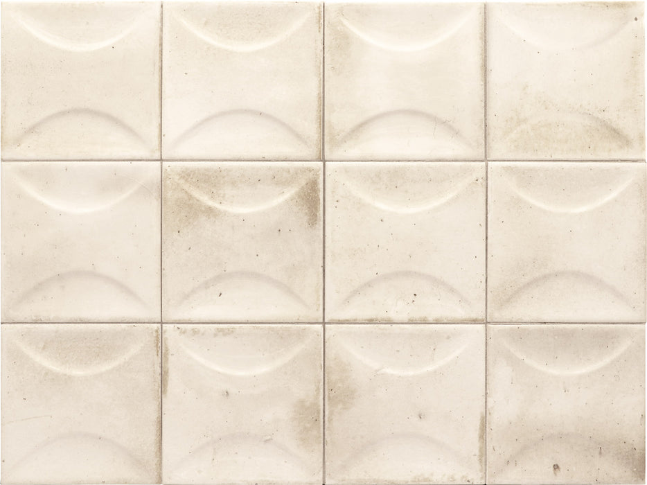 FULL TILE SAMPLE Saigon White Decor Square Wall Tiles | 10cm x 10cm