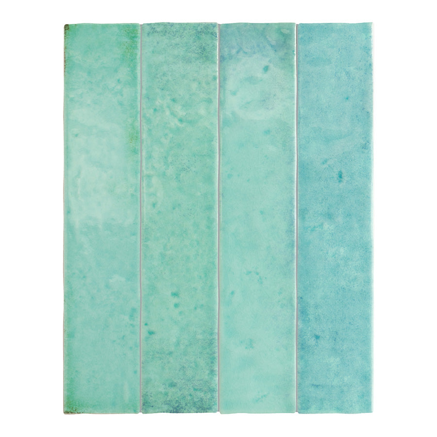 Bora Bora Aqua Brick | Flux Glaze Finish | Wall Tile | 6.5cm x 32.8cm