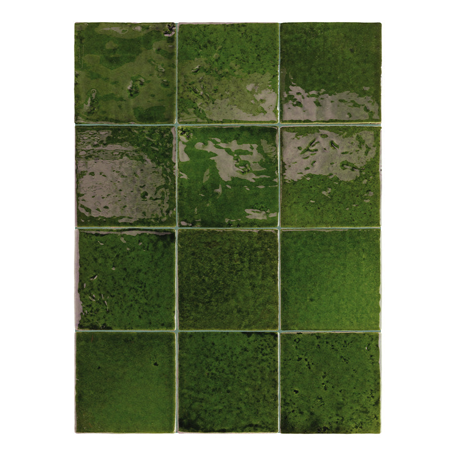 Bora Bora Green Square | Flux Glaze Finish | Wall Tile | 10cm x 10cm