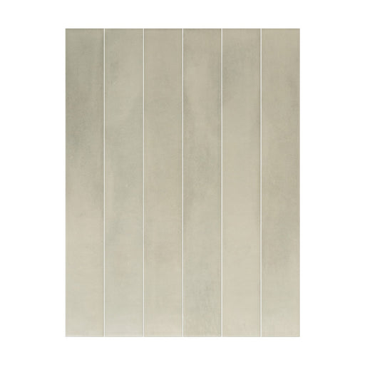 Jumairah Green 5x40 ceramic wall tiles showing soft green colour variation and subtle surface texture