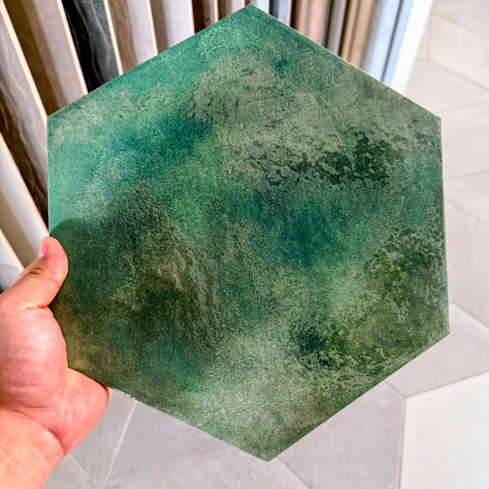 Enigma Lustre Glaze | Hexagon Jungle Green | Porcelain Wall and Floor Tile